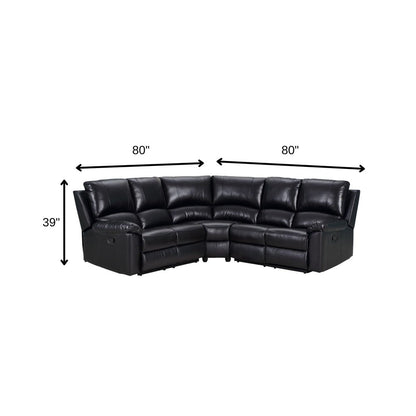 Black Polyester Blend Reclining U Shaped Three Piece Corner Sectional