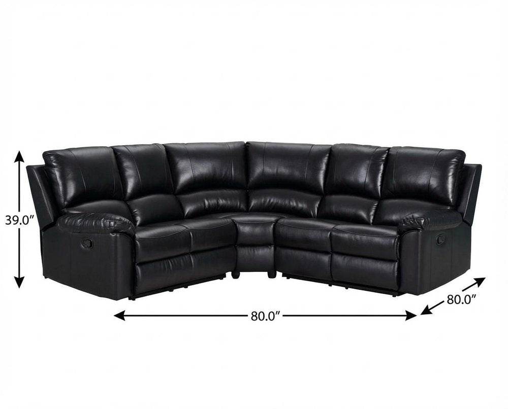 Black Polyester Blend Reclining U Shaped Three Piece Corner Sectional