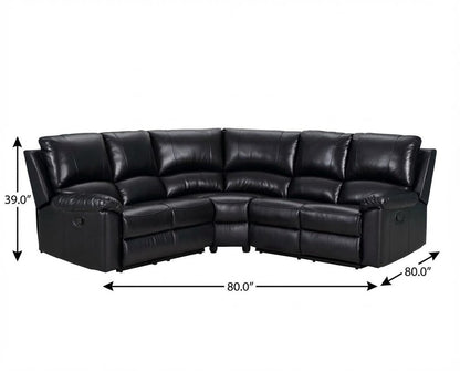 Black Polyester Blend Reclining U Shaped Three Piece Corner Sectional