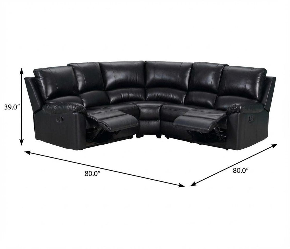 Black Polyester Blend Power Reclining U Shaped Three Piece Corner Sectional