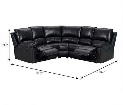 Black Polyester Blend Power Reclining U Shaped Three Piece Corner Sectional