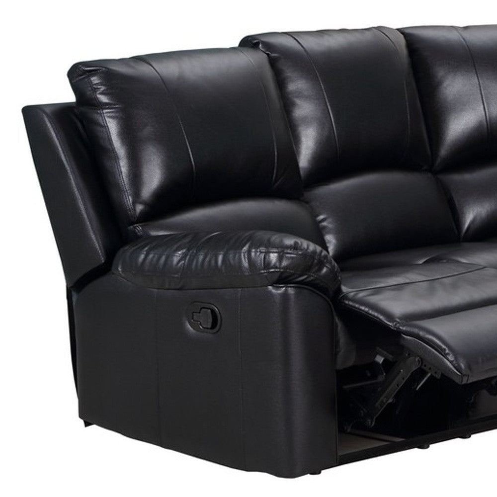 Black Polyester Blend Power Reclining U Shaped Three Piece Corner Sectional