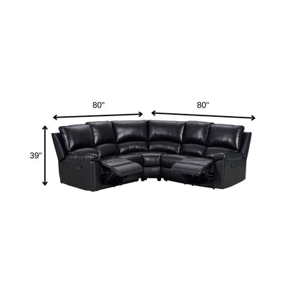 Black Polyester Blend Power Reclining U Shaped Three Piece Corner Sectional