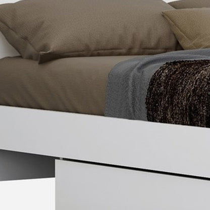 White Solid Wood Queen Bed Frame
