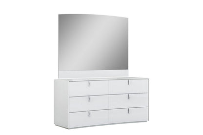 62" White Wood Six Drawer Double Dresser