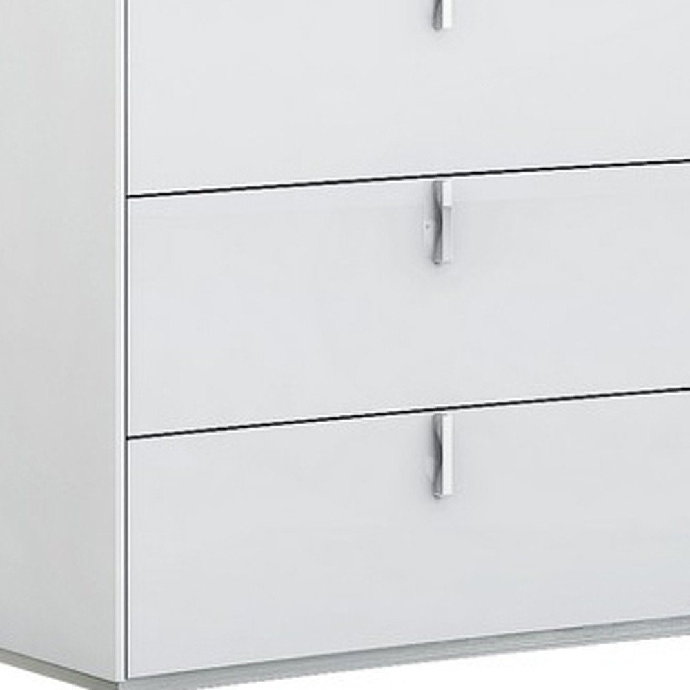 62" White Wood Six Drawer Double Dresser