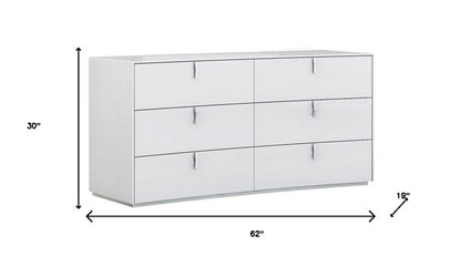 62" X 19" X 30" White  Dresser
