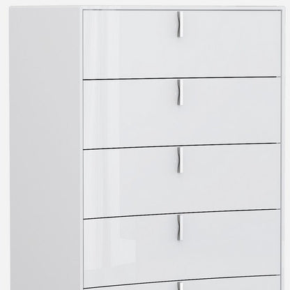 31" White Wood Five Drawer Dresser