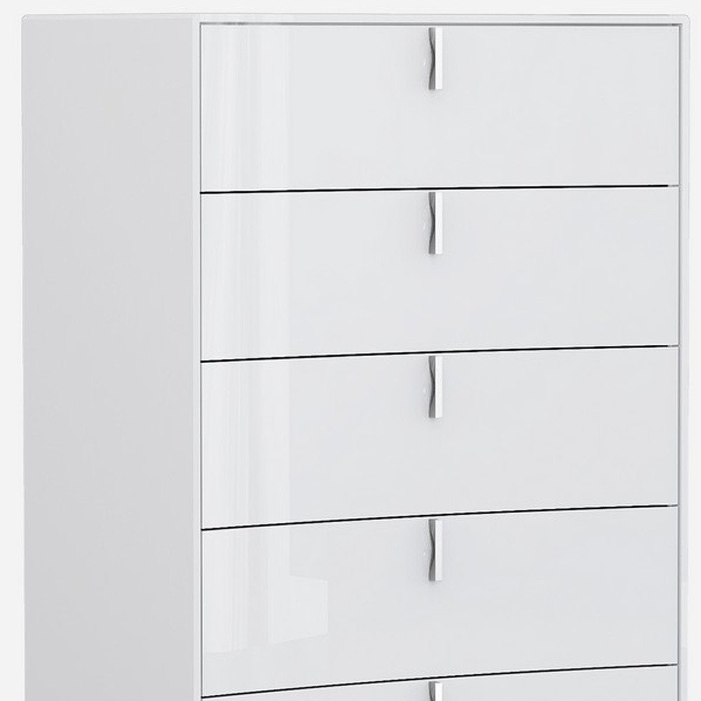 31" White Wood Five Drawer