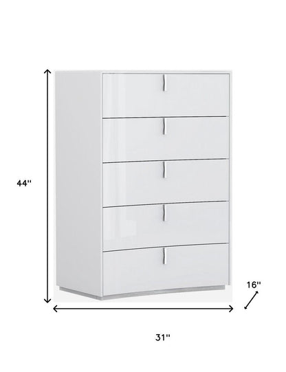 31" White Wood Five Drawer