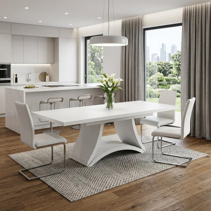 98" White Solid Manufactured Wood Dining Table