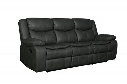 86" Gray Faux Leather Sofa With Black Legs