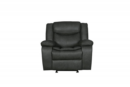 42" Brown Leather Match Manual Gliding Recliner