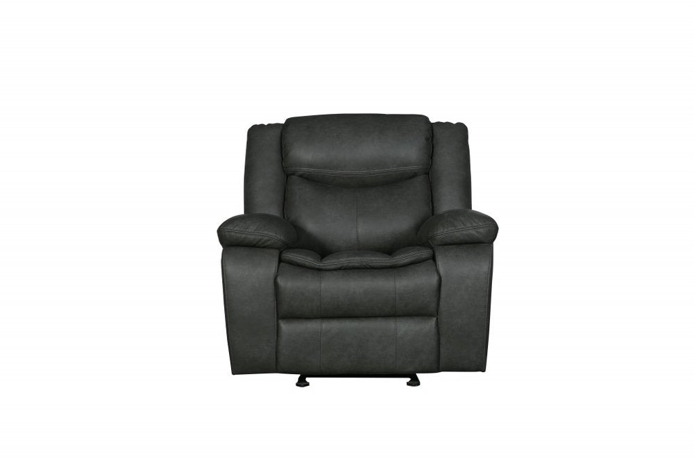 42" Brown Leather Match Manual Gliding Recliner