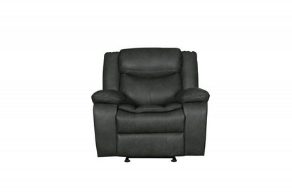 42" Brown Leather Match Manual Gliding Recliner
