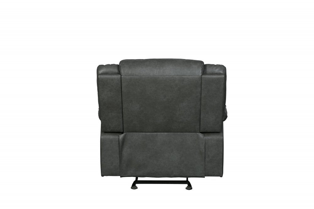 42" Brown Leather Match Manual Gliding Recliner