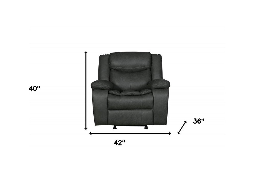 42" Brown Leather Match Manual Gliding Recliner