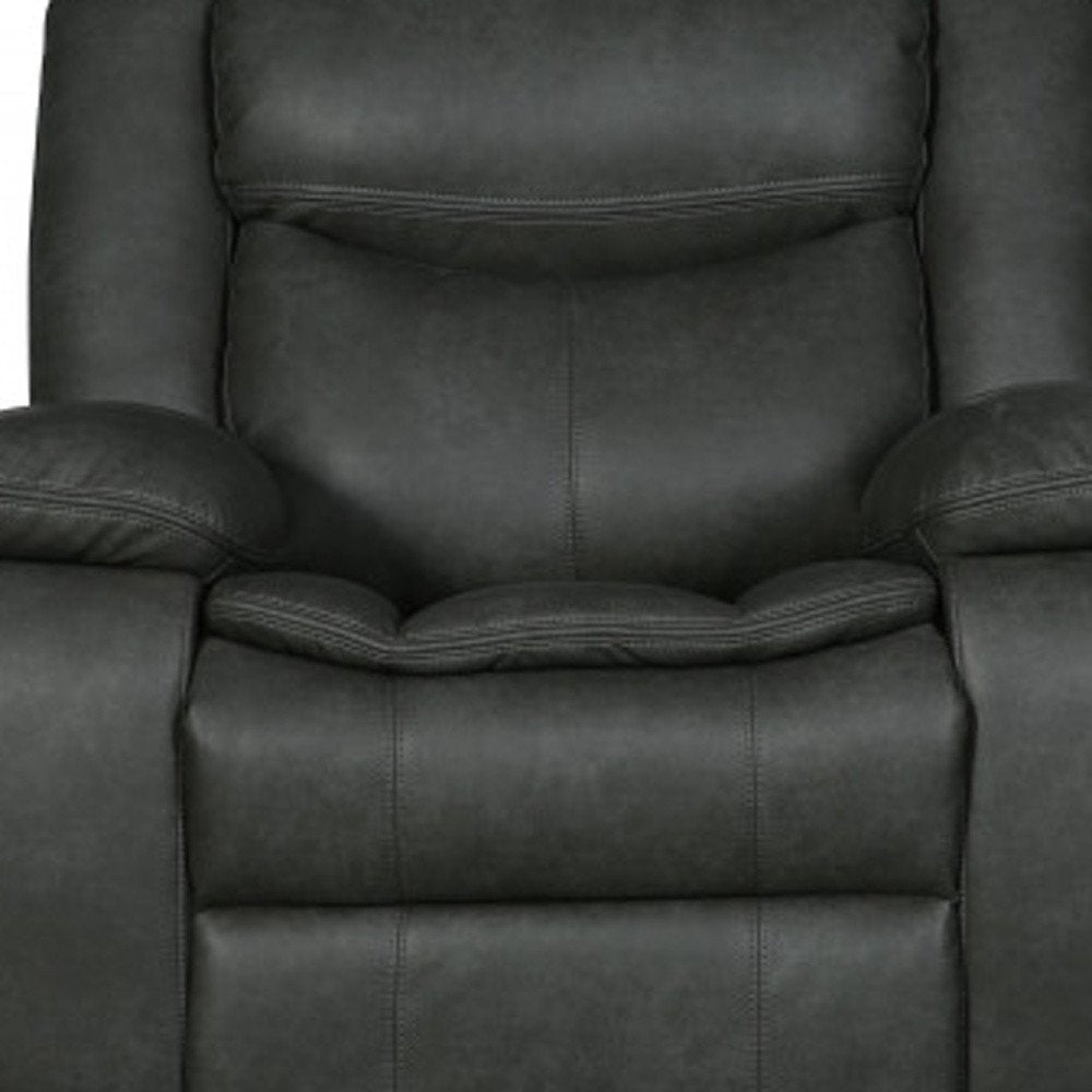 42" Brown Leather Match Manual Gliding Recliner