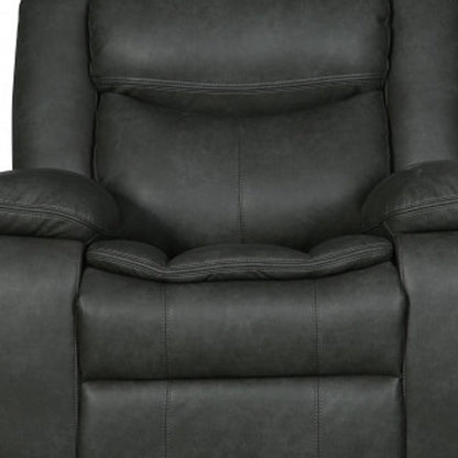 42" Brown Leather Match Manual Gliding Recliner