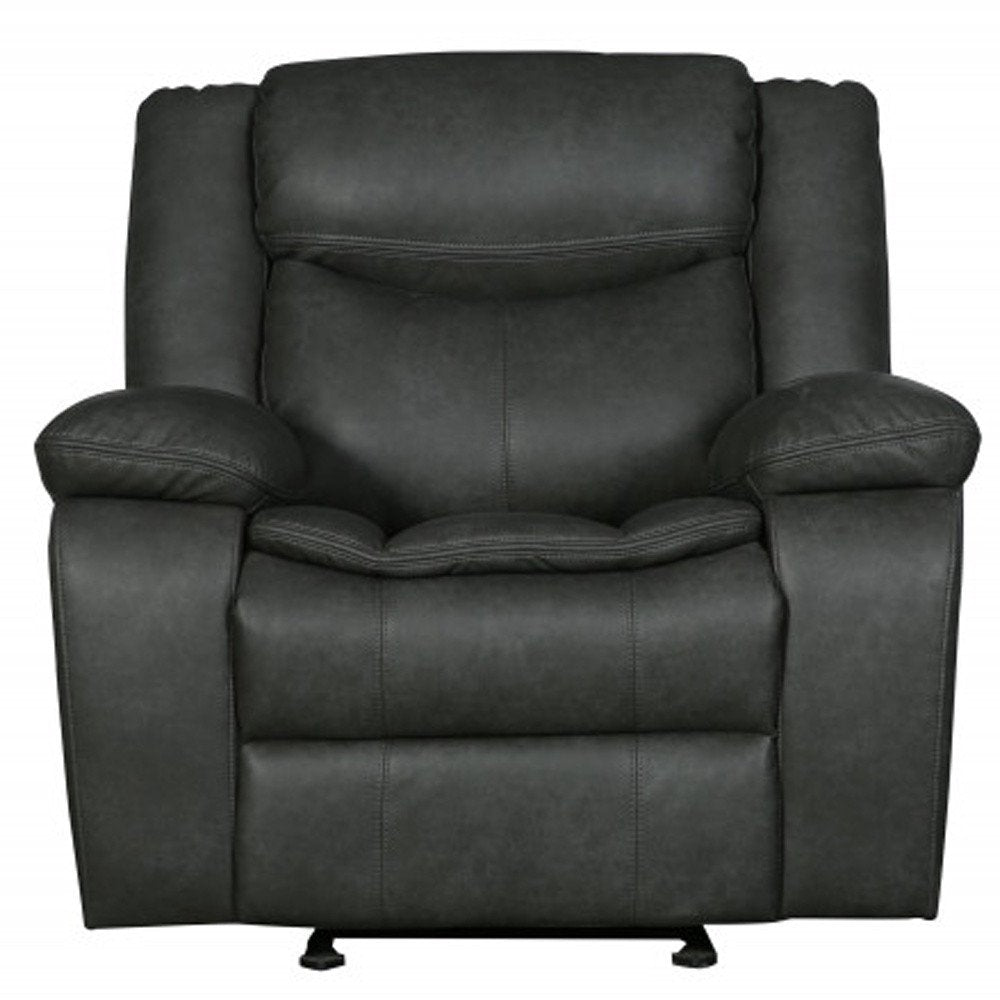42" Brown Leather Match Manual Gliding Recliner