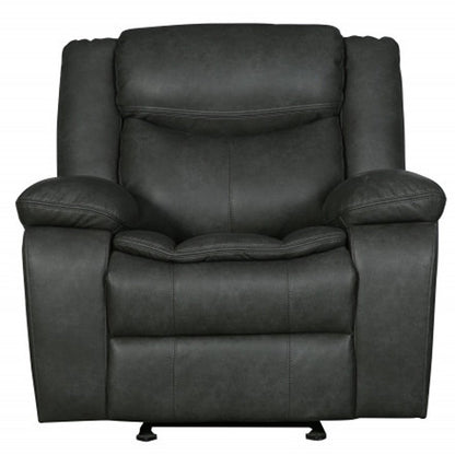42" Brown Leather Match Manual Gliding Recliner