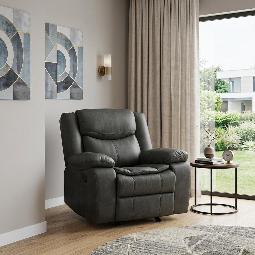 42" Brown Leather Match Manual Gliding Recliner