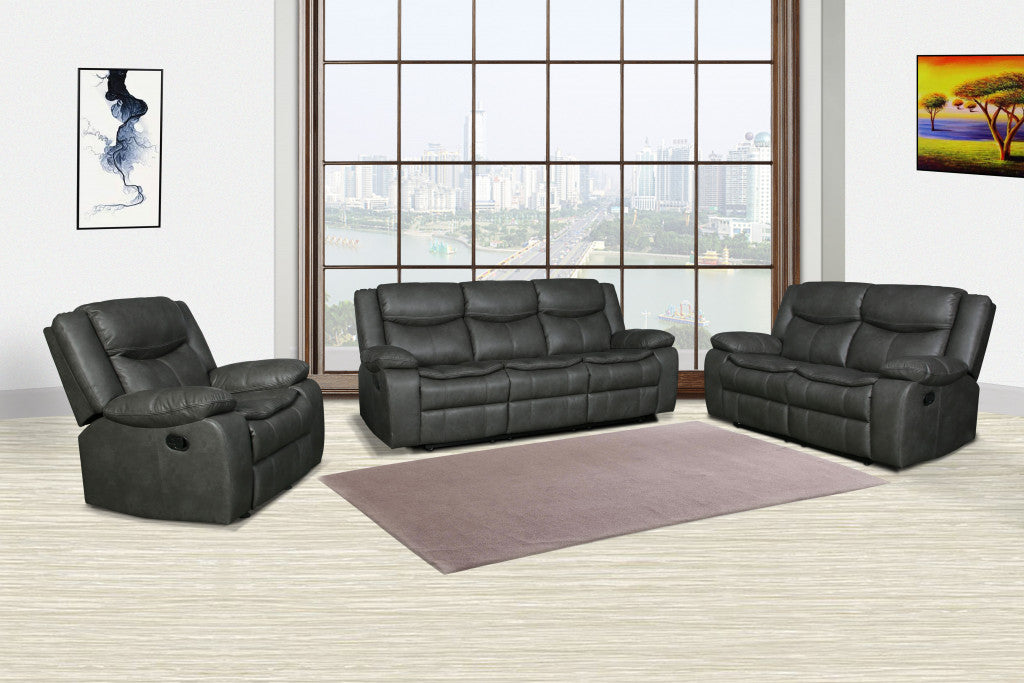 Three Piece Indoor Gray Microsuede Five Person Seating Set