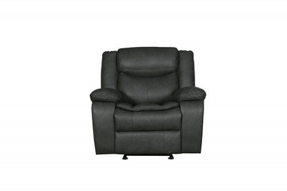 Three Piece Indoor Gray Microsuede Five Person Seating Set