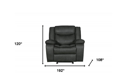 Three Piece Indoor Gray Microsuede Five Person Seating Set