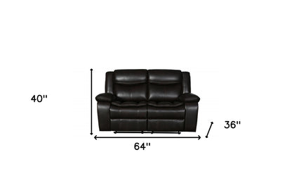 64" Brown Faux Leather Manual Reclining Love Seat