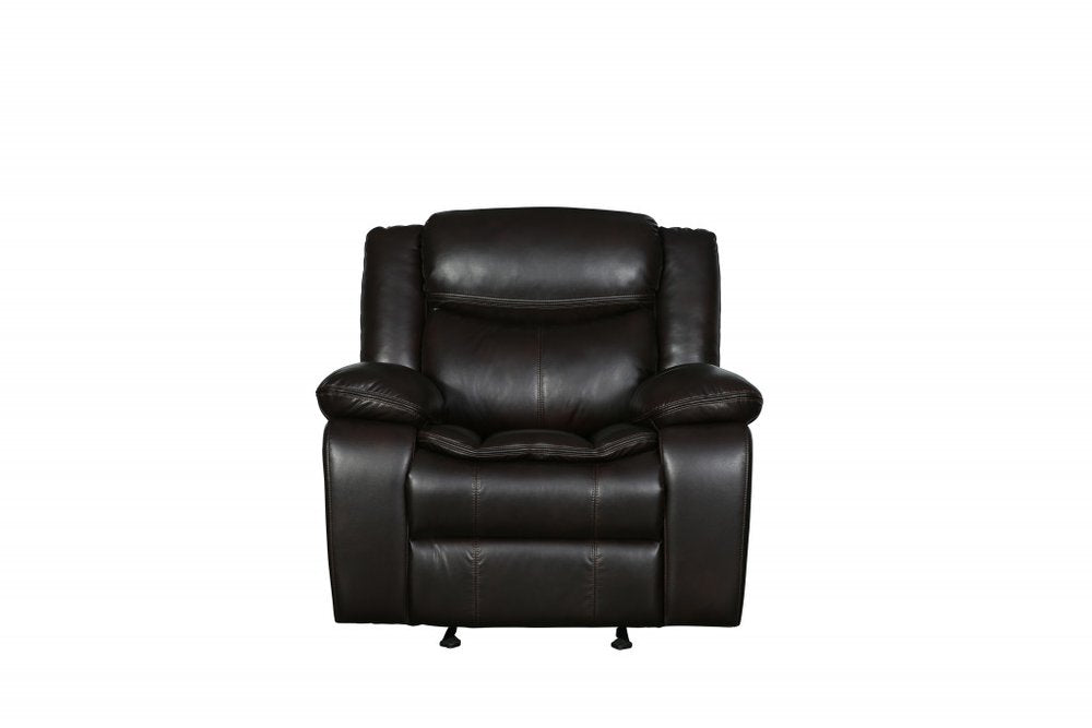 42" Gray Leather Match Manual Gliding Recliner