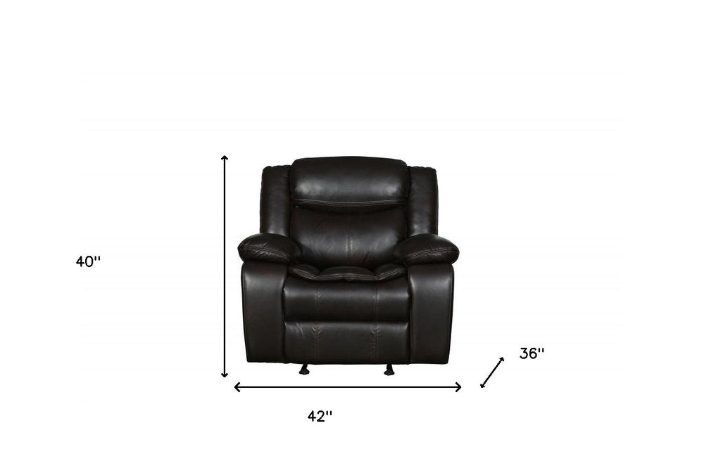 42" Gray Leather Match Manual Gliding Recliner