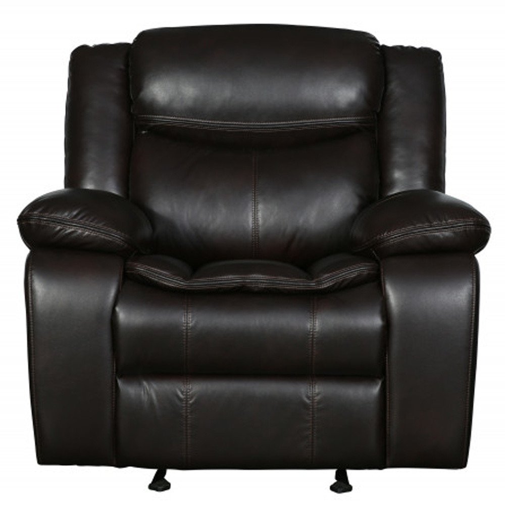 42" Gray Leather Match Manual Gliding Recliner
