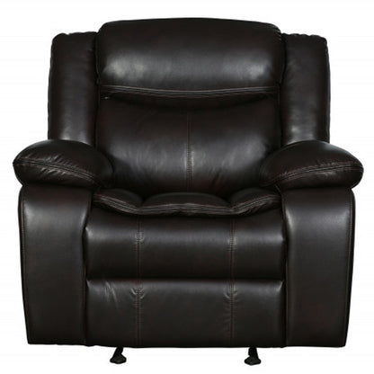 42" Gray Leather Match Manual Gliding Recliner