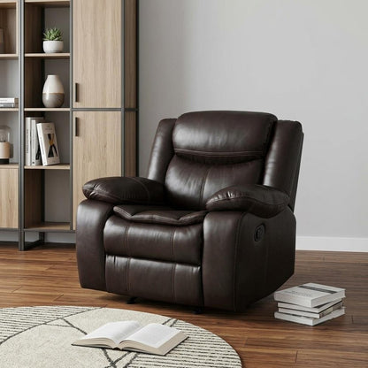 42" Gray Leather Match Manual Gliding Recliner