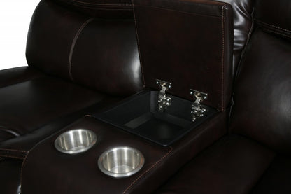 Brown Polyester Blend Reclining U Shaped Three Piece Corner Sectional With Console