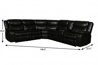 Brown Polyester Blend Reclining U Shaped Three Piece Corner Sectional With Console