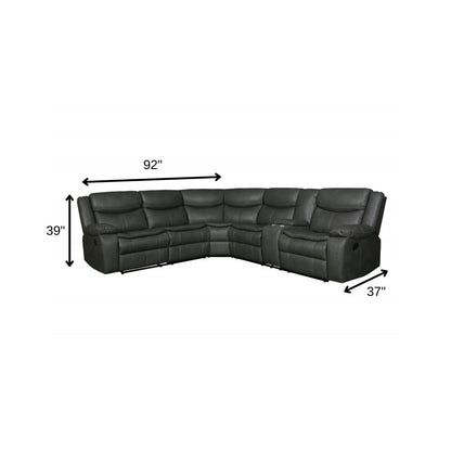 Gray Polyester Blend Reclining U Shaped Three Piece Corner Sectional With Console