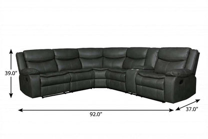 Gray Polyester Blend Reclining U Shaped Three Piece Corner Sectional With Console