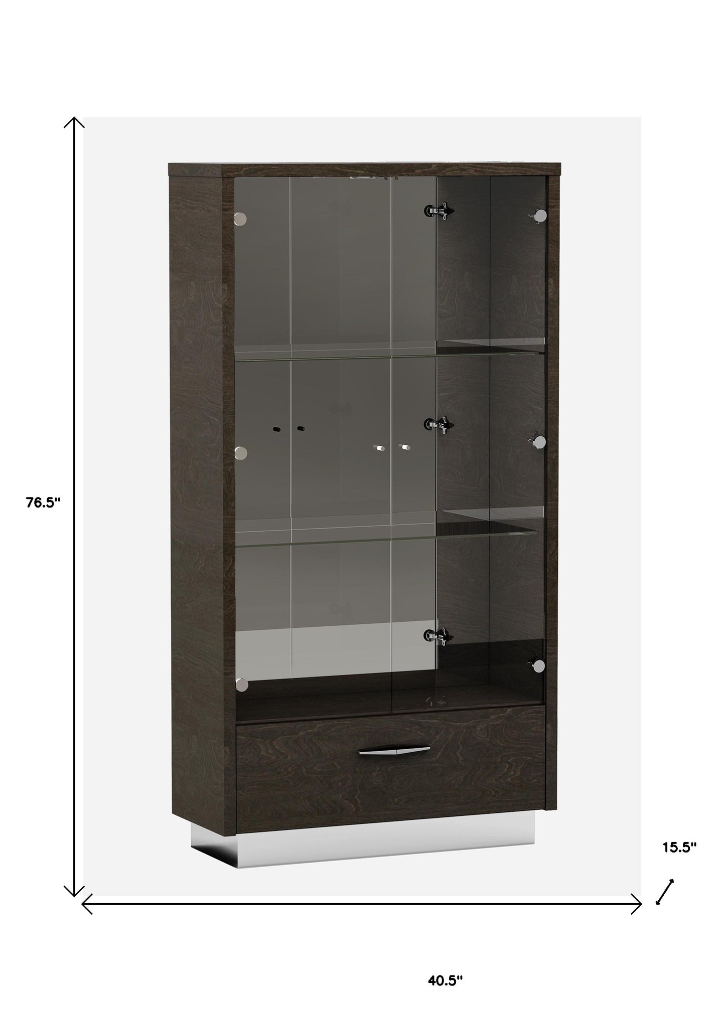 41" Silver and Gray Brown Accent Cabinet With One Drawer