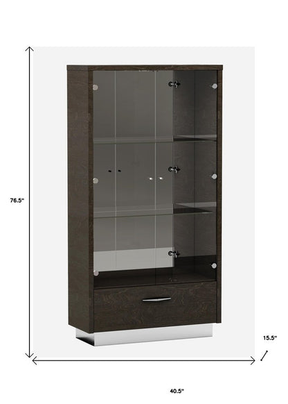 41" Silver and Gray Brown Accent Cabinet With One Drawer