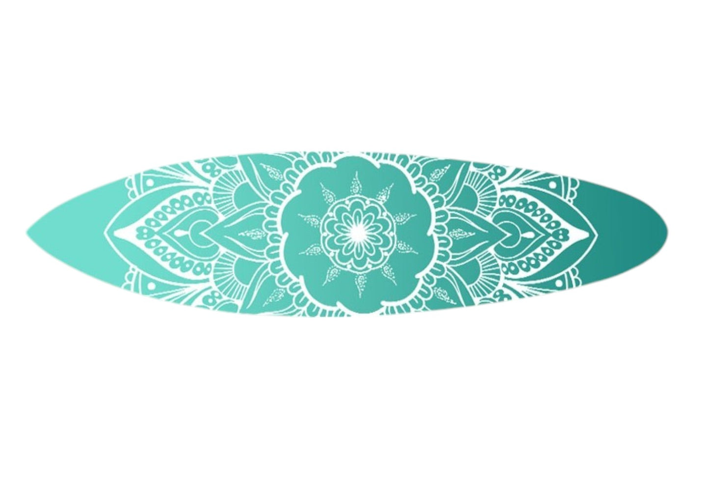 76" X 18" Blue and White Surfboard Floral Medallion Wood Wall Decor