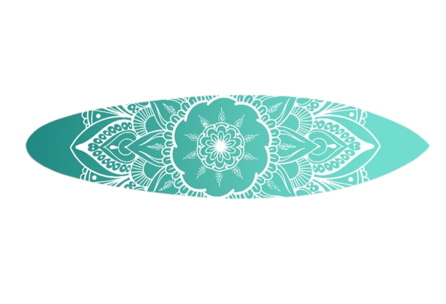 76" X 18" Blue and White Surfboard Floral Medallion Wood Wall Decor