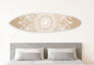 76" X 18" Tan and White Surfboard Floral Medallion Wood Hanging Dimensional Sculpture