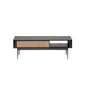 47" Black and Brown Solid Wood And Steel Coffee Table With Drawer And Shelf