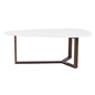 48" White and Brown Wood And Solid Wood Free Form Sled Coffee Table