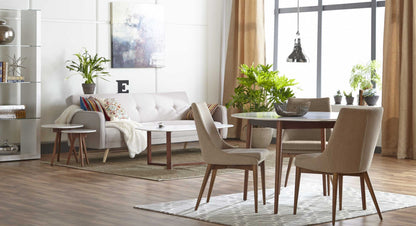 48" White And Brown Wood Triangle Coffee Table