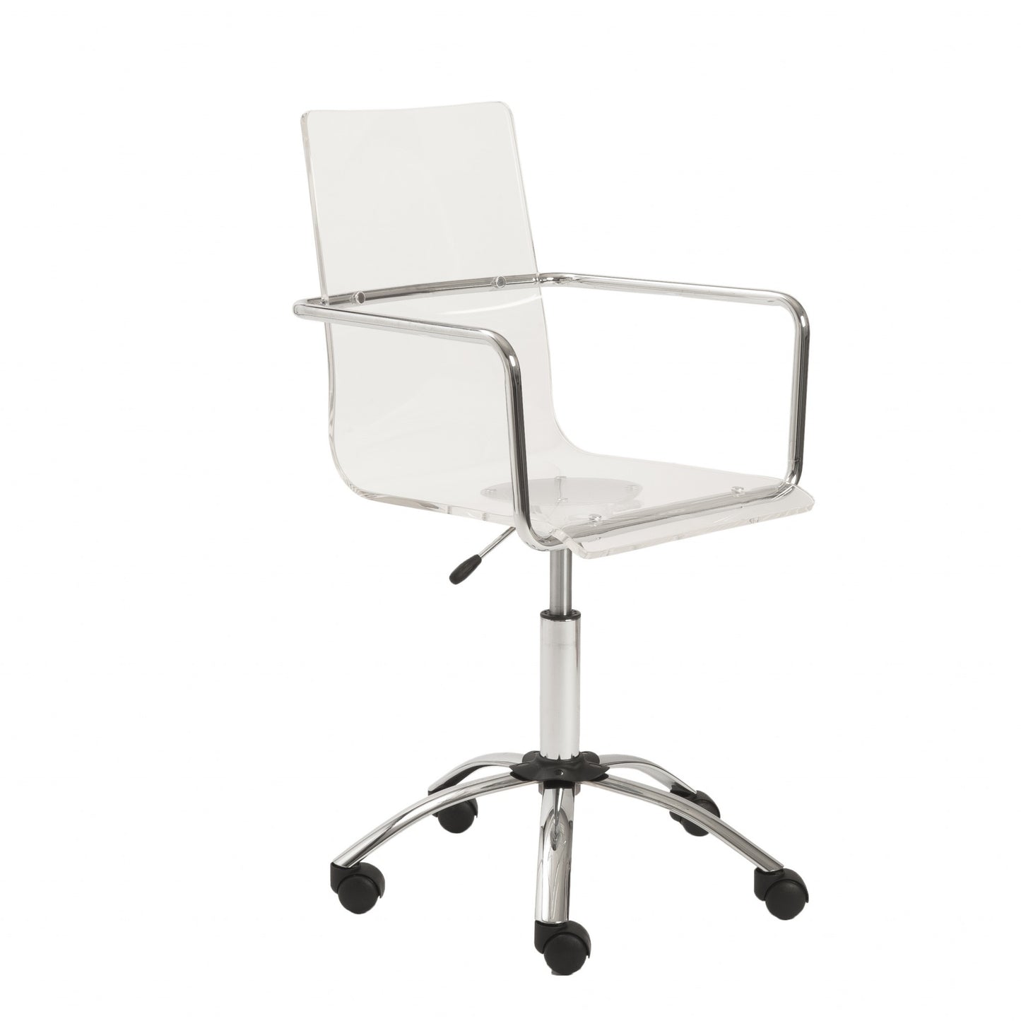 White Clear and Silver Adjustable Swivel Plastic Rolling Conference Office Chair