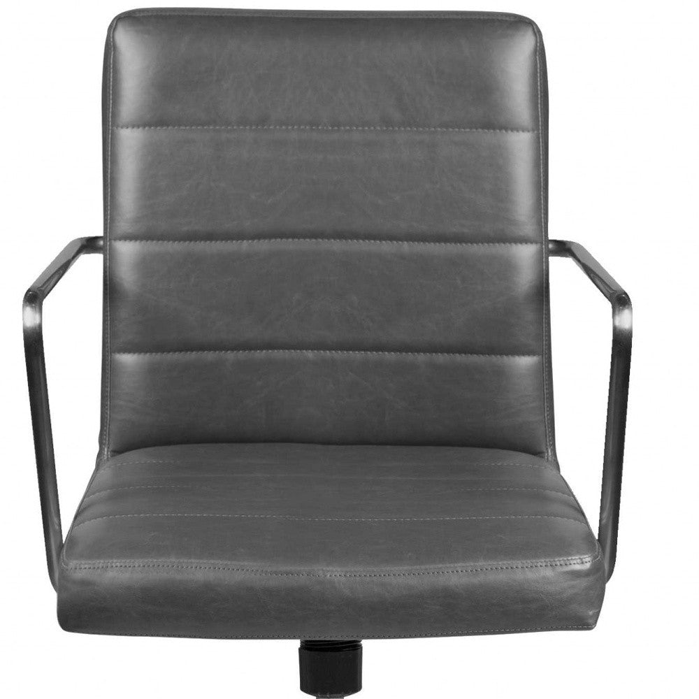 Gray and Silver Adjustable Swivel Faux Leather Rolling Conference Office Chair