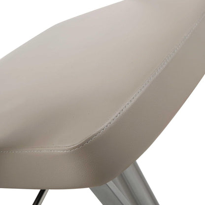 Taupe And Silver Faux Leather And Steel Bar Chair